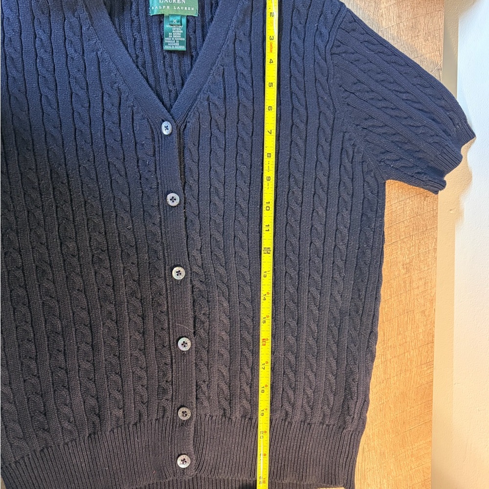 Ralph Lauren Navy Cable Knit Short Sleeve Cardigan - Picture 5 of 6
